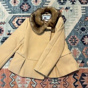 Tan Faux Fur Collar Jacket